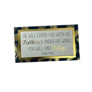 Psalm 91:4 Scripture Wall Decor He Will Cover You With His Feathers Sign 10x5